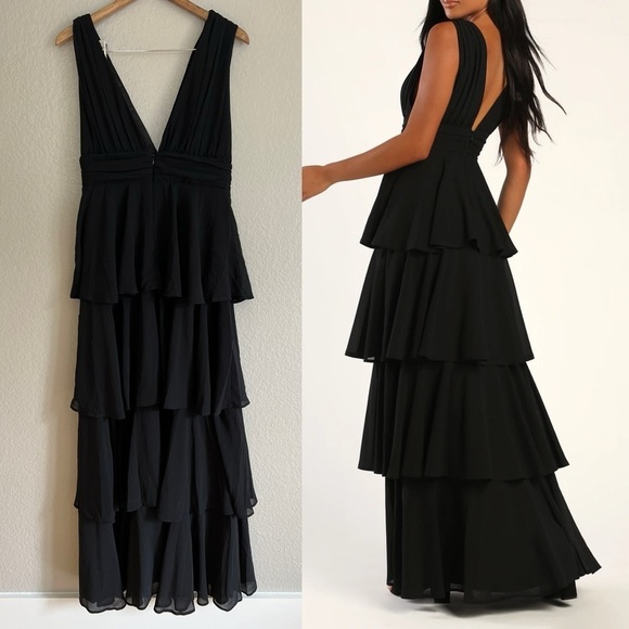 NWOT Amazing Evening Black Tiered Maxi Dress - Picture 3 of 8